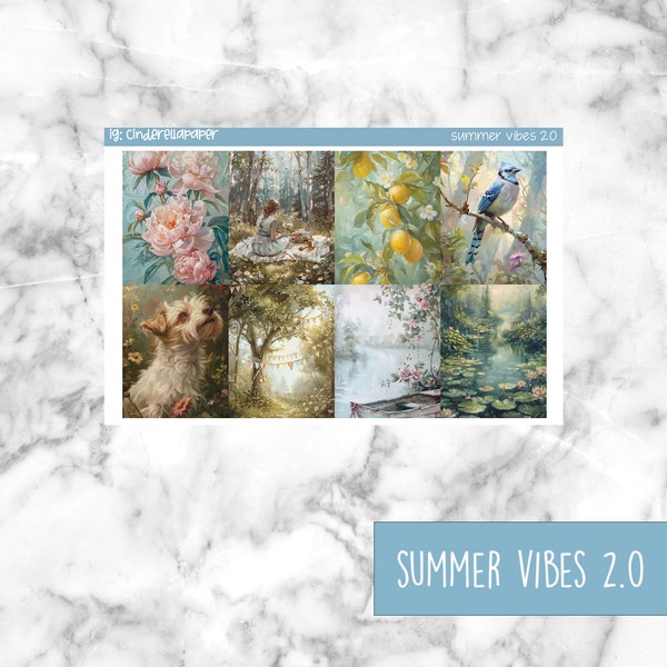 Summer Vibes Vol.2 Printable Planner Stickers, Weekly Sticker Kit  Erin Condren Planner Stickers, Vertical Sticker Kit, Silhouette Cut File
