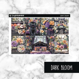 Dark Bloom Printable Planner Stickers, Weekly Sticker Kit  Erin Condren Planner Stickers, Vertical Sticker Kit, Silhouette Cut File