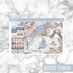 Bisous D&#39;Hiver Printable Planner Stickers, Weekly Sticker Kit  Erin Condren Planner Stickers, Vertical Sticker Kit, Cut File