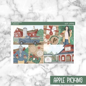 Apple Picking Printable Planner Stickers, Weekly Sticker Kit  Erin Condren Planner Stickers, Vertical Sticker Kit, Cut File