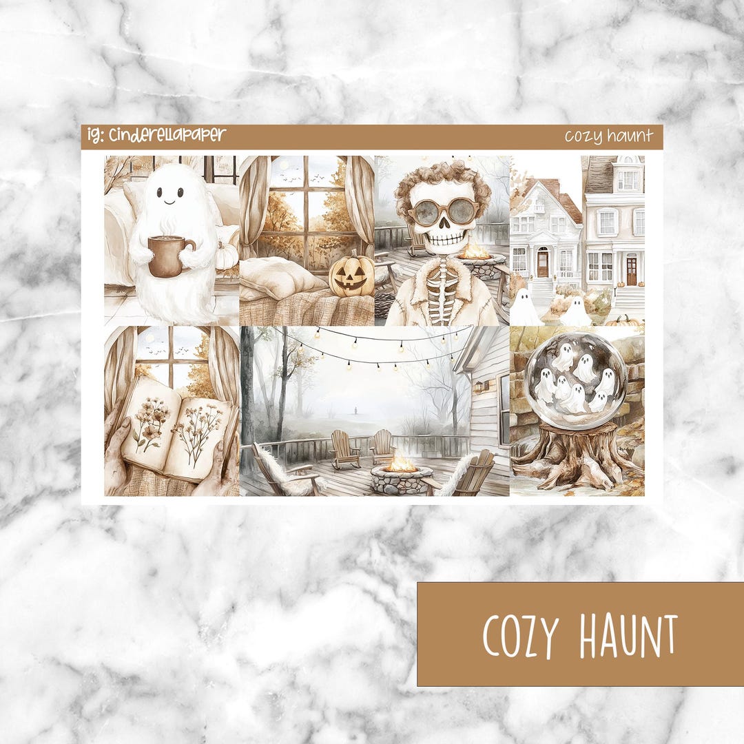 Cozy Haunt Printable Planner Stickers, Weekly Sticker Kit Erin Condren ...