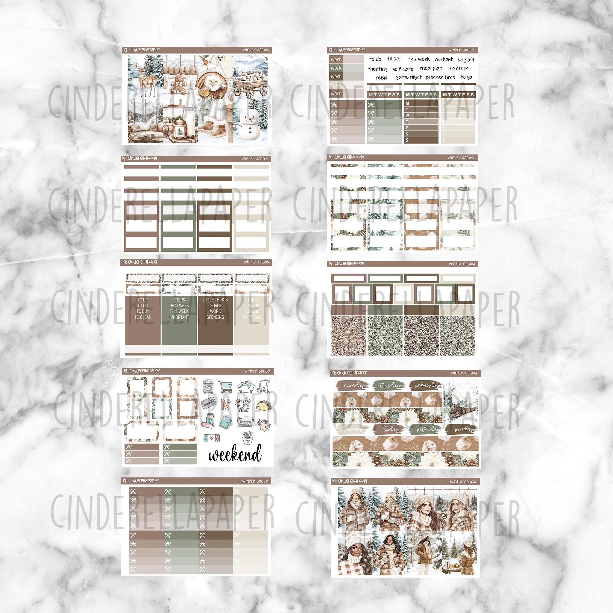 Winter Cocoa Printable Planner Stickers, Weekly Sticker Kit Erin ...