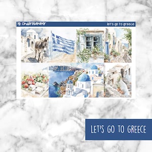 Let&#39;s go to Greece Printable Planner Stickers, Weekly Sticker Kit  Erin Condren Planner Stickers, Vertical Sticker Kit, Silhouette Cut File
