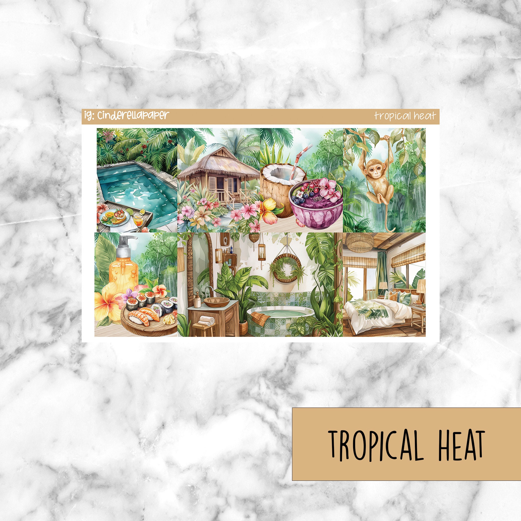 Tropical Heat Printable Planner Stickers, Weekly Sticker Kit Erin ...