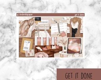 Get it Done Printable Planner Stickers, Weekly Sticker Kit  Erin Condren Planner Stickers, Vertical Sticker Kit, Cut File