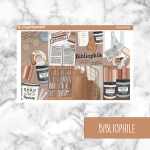 Bibliophile Printable Planner Stickers, Weekly Sticker Kit  Erin Condren Planner Stickers, Vertical Sticker Kit, Silhouette Cut File