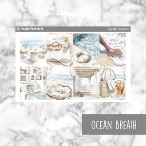 Ocean Breath Printable Planner Stickers, Weekly Sticker Kit  Erin Condren Planner Stickers, Vertical Sticker Kit, Silhouette Cut File