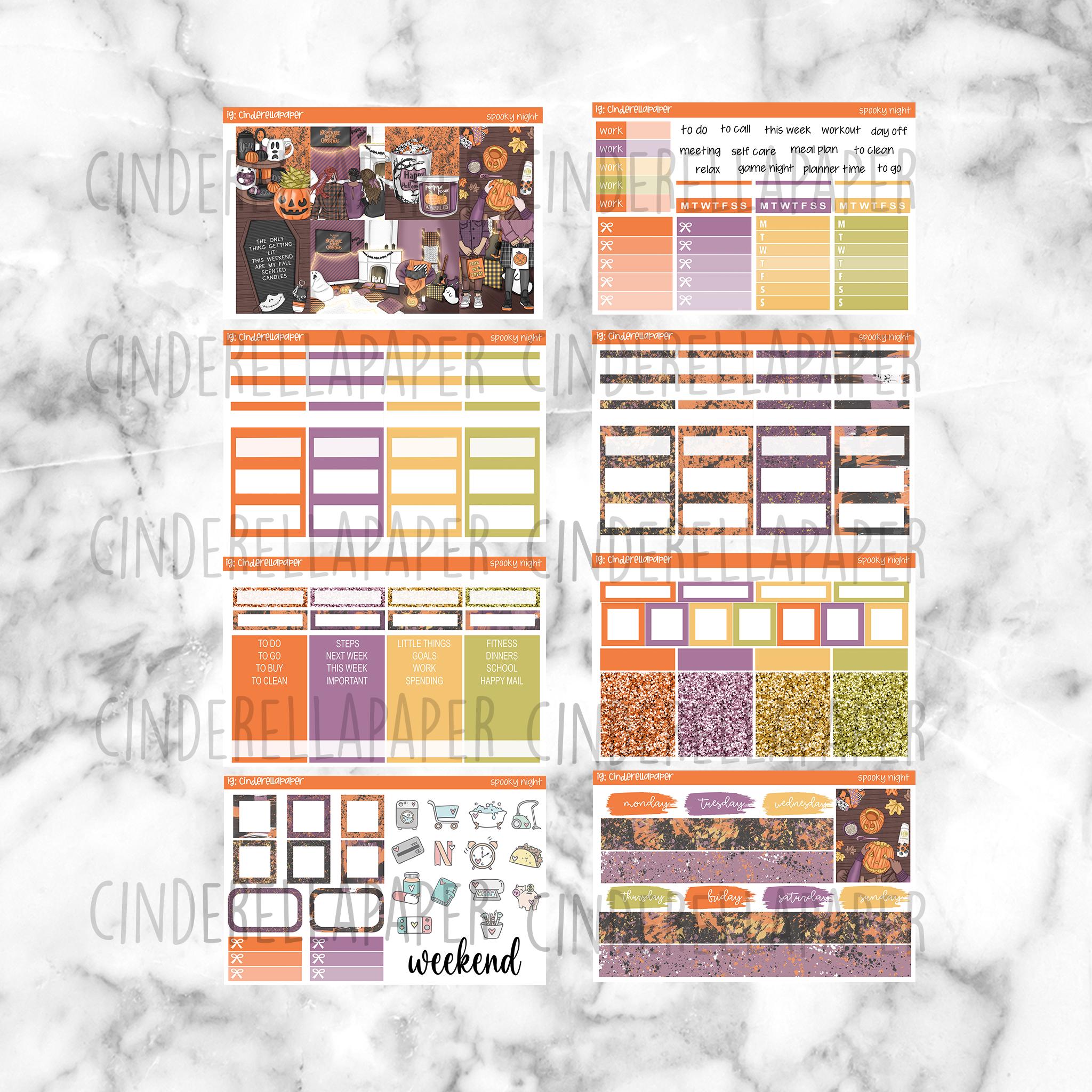 Spooky Night Printable Planner Stickers, Weekly Sticker Kit Erin ...