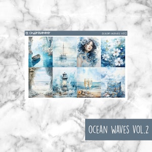 Ocean Waves Vol.2 Printable Planner Stickers, Weekly Sticker Kit  Erin Condren Planner Stickers, Vertical Sticker Kit, Silhouette Cut File
