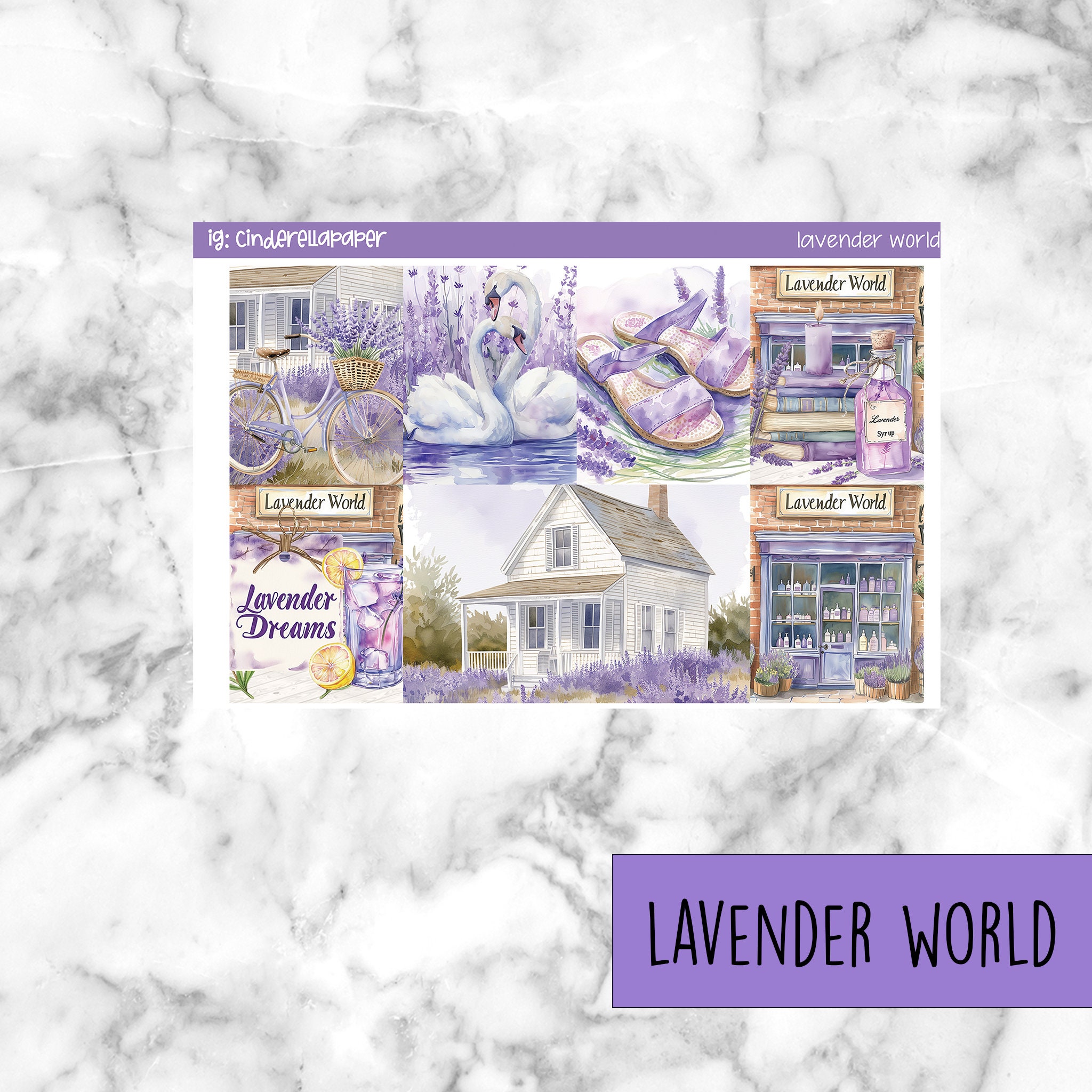 Lavender World Planner Stickers, Weekly Vertical Kit (PNG, PDF ...