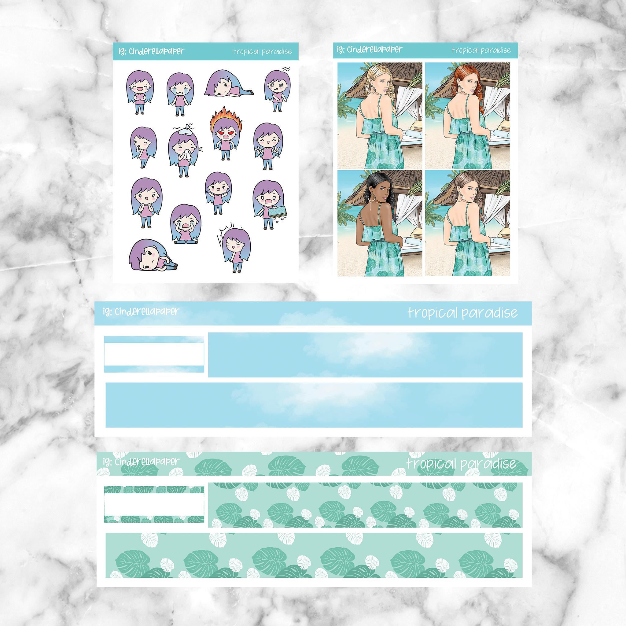 Tropical Paradise Printable Planner Stickers, Weekly Sticker Kit Erin ...