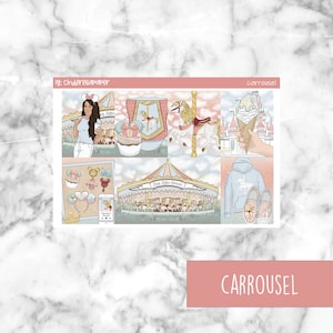 Carrousel Printable Planner Stickers, Weekly Sticker Kit  Erin Condren Planner Stickers, Vertical Sticker Kit, Silhouette Cut File