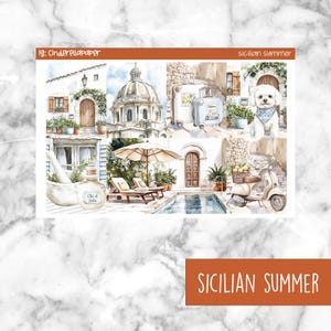 Sicilian Summer Printable Planner Stickers, Weekly Sticker Kit  Erin Condren Planner Stickers, Vertical Sticker Kit, Silhouette Cut File