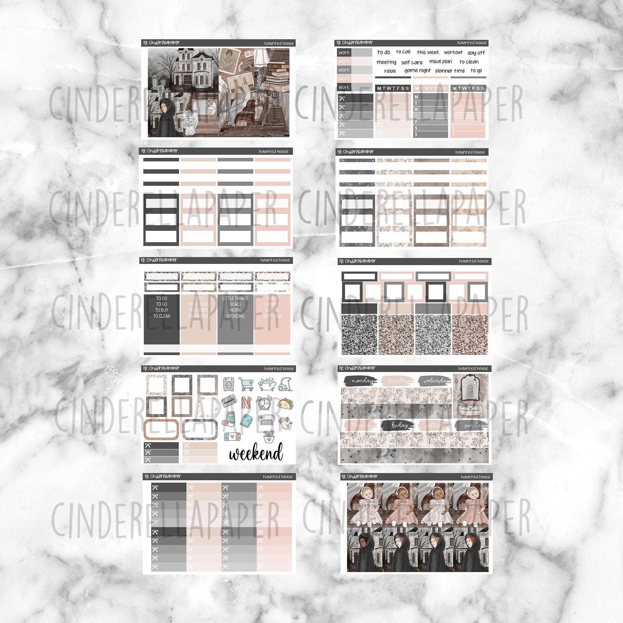 Haunted House Printable Planner Stickers, Weekly Sticker Kit Erin ...
