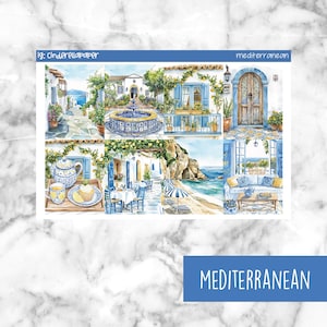 Mediterranean Printable Planner Stickers, Weekly Sticker Kit  Erin Condren Planner Stickers, Vertical Sticker Kit, Silhouette Cut File