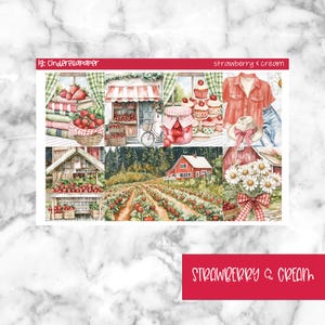 Strawberry & Cream Printable Planner Stickers, Weekly Sticker Kit  Erin Condren Planner Stickers, Vertical Sticker Kit, Silhouette Cut File