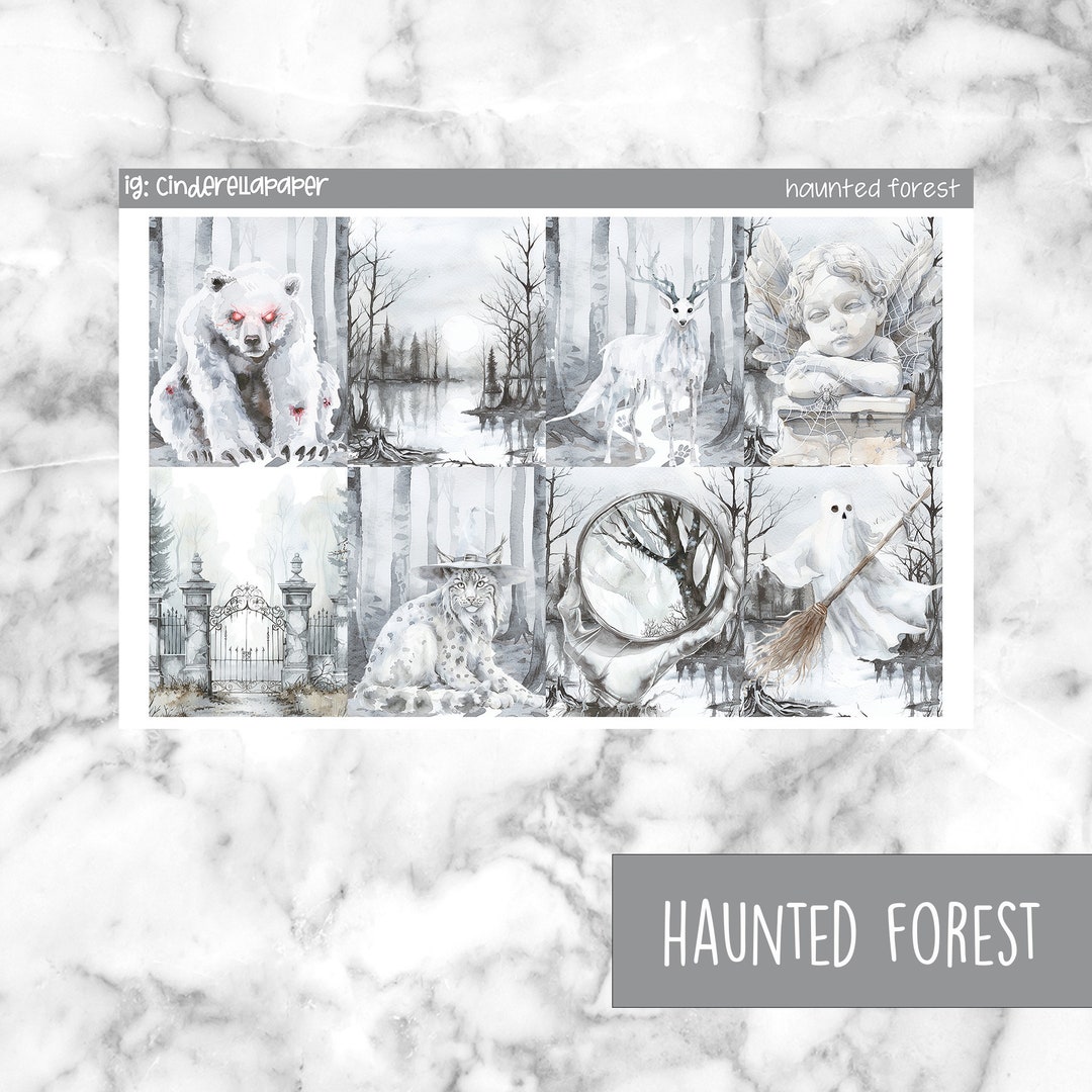 Haunted Forest Printable Planner Stickers, Weekly Vertical Kit (PDF ...