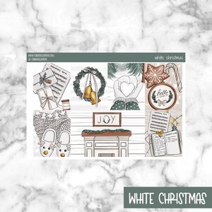 White Christmas Printable Planner Stickers, Weekly Sticker Kit  Erin Condren Planner Stickers, Vertical Sticker Kit, Cut File