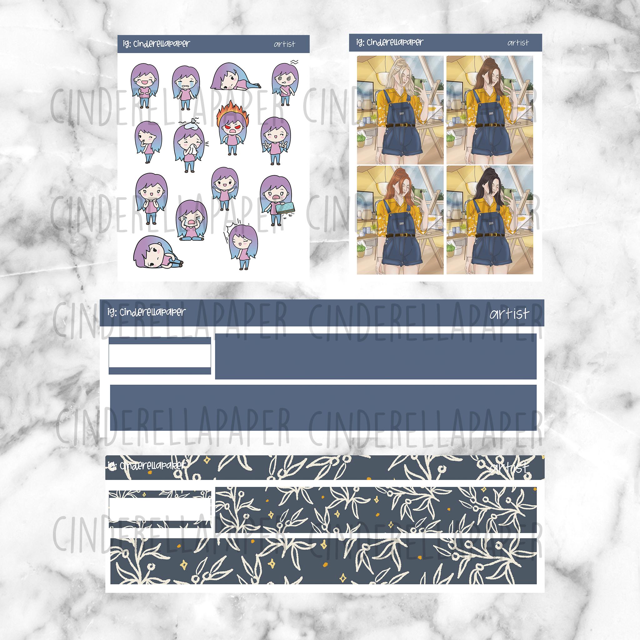 Artist Printable Planner Stickers, Weekly Sticker Kit Erin Condren ...