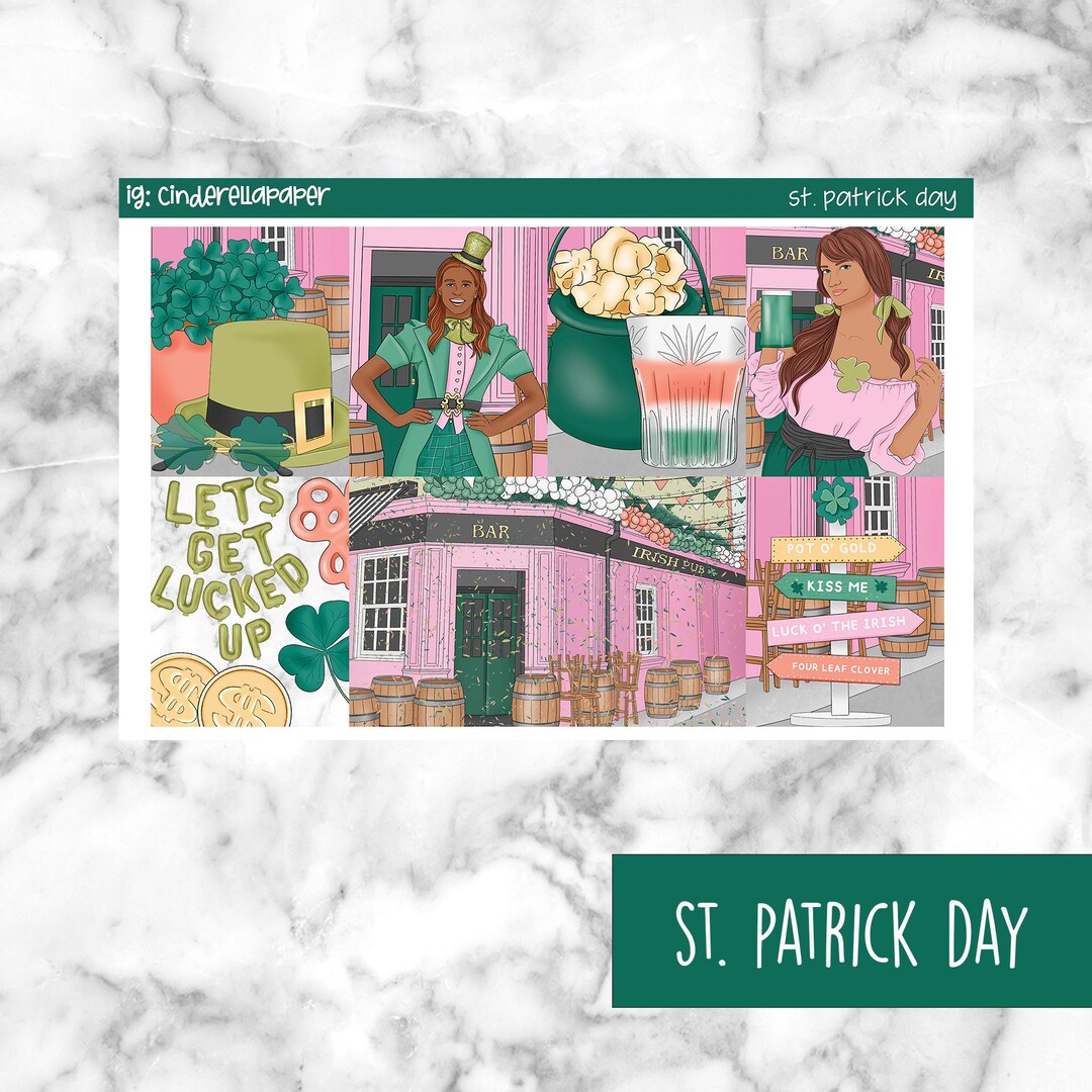 St. Patrick Day Printable Planner Stickers, Weekly Sticker Kit Erin ...