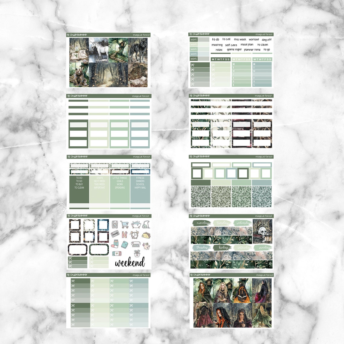 Magical Forest Printable Planner Stickers, Weekly Sticker Kit Erin ...