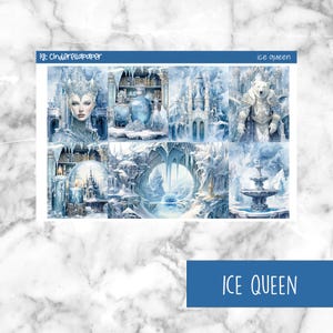Ice Queen Printable Planner Stickers, Weekly Sticker Kit  Erin Condren Planner Stickers, Vertical Sticker Kit, Silhouette Cut File
