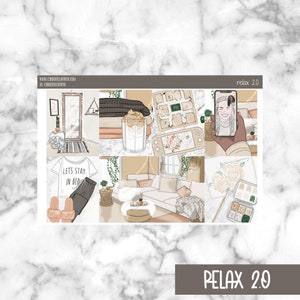Relax 2.0 Printable Planner Stickers, Weekly Sticker Kit  Erin Condren Planner Stickers, Vertical Sticker Kit, Silhouette Cut File