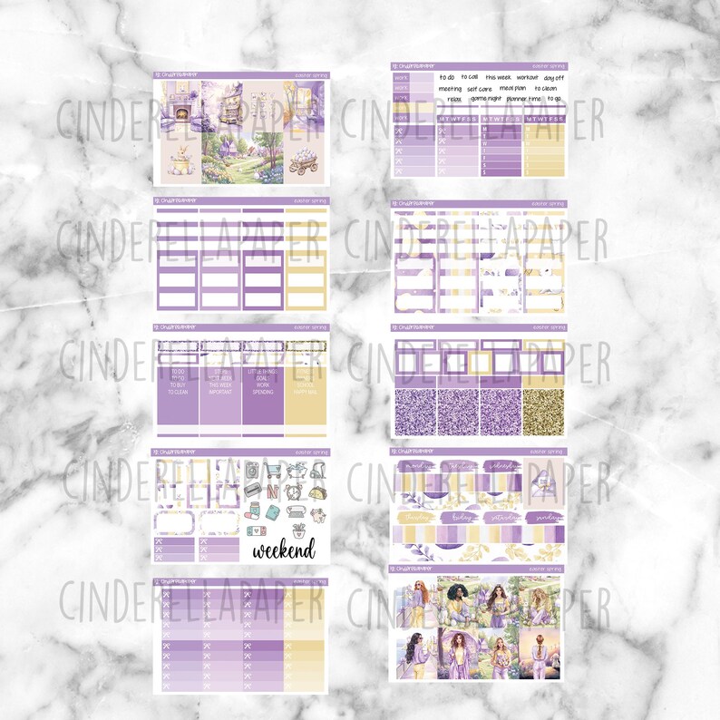 Easter Spring Printable Planner Stickers, Weekly Sticker Kit Erin ...