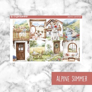 Alpiner Sommer druckbare Planer Aufkleber, wöchentliche Aufkleber Kit Erin Condren Planer Aufkleber, vertikale Aufkleber Kit, Silhouette geschnitten Datei