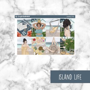 Island Life Printable Planner Stickers, Weekly Sticker Kit  Erin Condren Planner Stickers, Vertical Sticker Kit, Silhouette Cut File