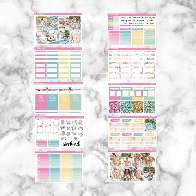 Pool Party Printable Planner Stickers, Weekly Sticker Kit Erin Condren ...