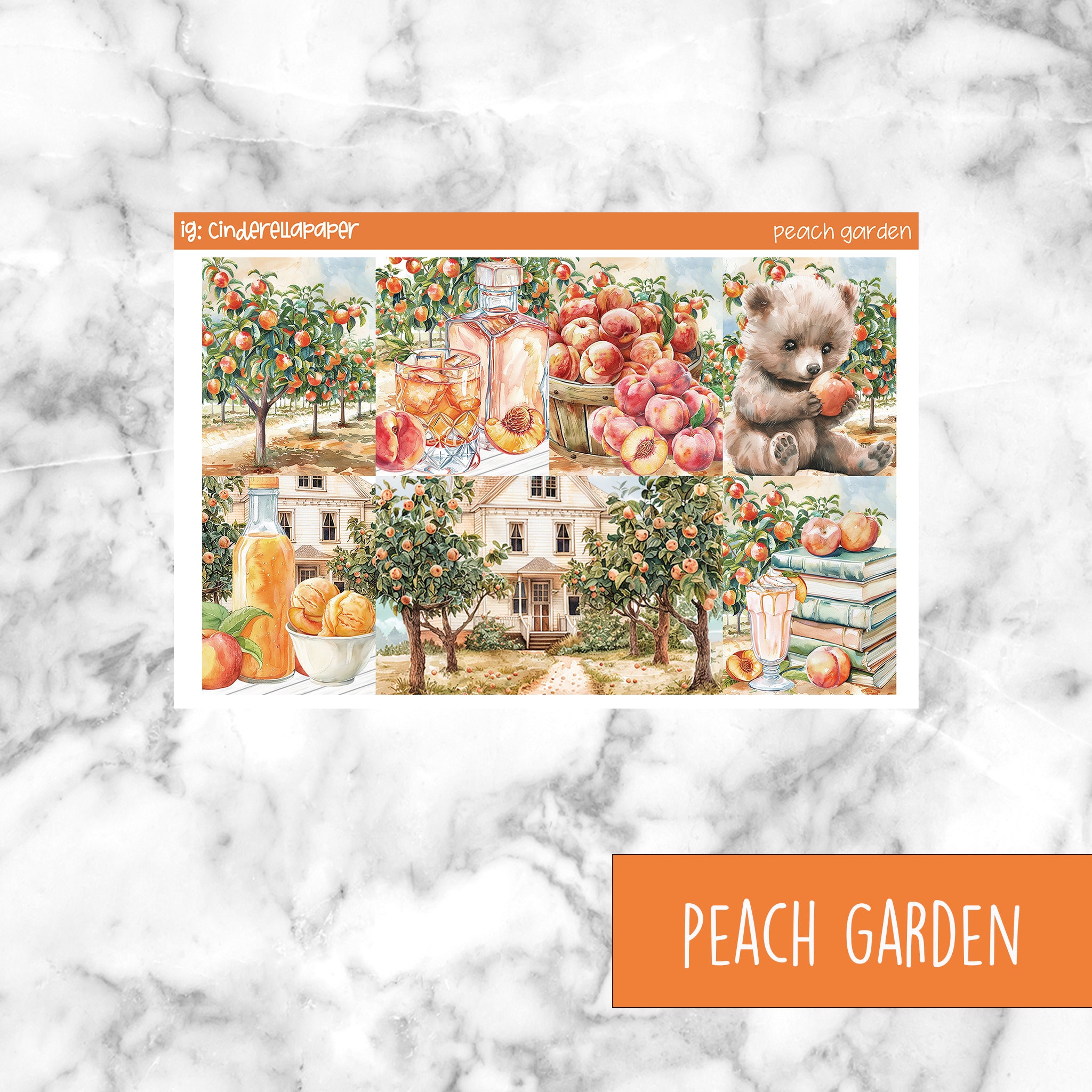 Peach Garden Planner Stickers, Weekly Vertical Kit (PNG, PDF ...