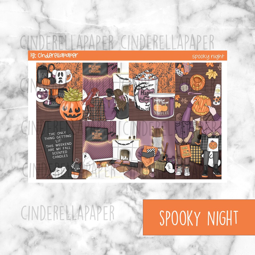 Spooky Night Printable Planner Stickers, Weekly Sticker Kit Erin ...