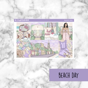 Beach Day Printable Planner Stickers, Weekly Sticker Kit  Erin Condren Planner Stickers, Vertical Sticker Kit, Silhouette Cut File