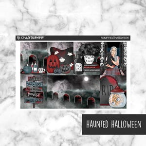 Haunted Halloween Printable Planner Stickers, Weekly Sticker Kit  Erin Condren Planner Stickers, Vertical Sticker Kit, Silhouette Cut File