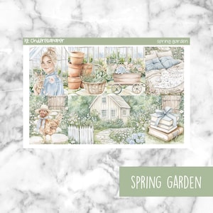 Spring Garden Printable Planner Stickers, Weekly Sticker Kit  Erin Condren Planner Stickers, Vertical Sticker Kit, Silhouette Cut File