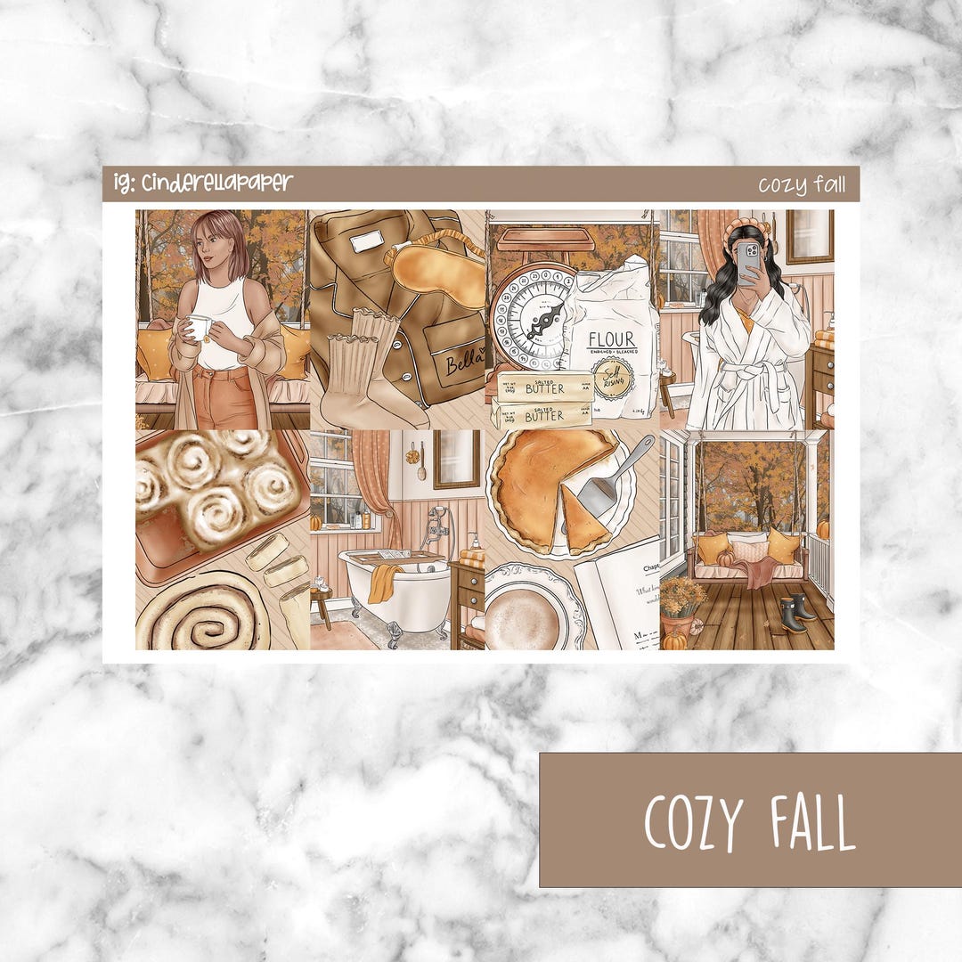 Cozy Fall Printable Planner Stickers, Weekly Sticker Kit Erin Condren ...