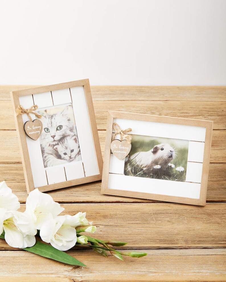 Rustic Wooden Pet Memorial Photograph Frame Rainbow Image 0