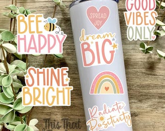 Inspirational Sticker Bundle, 8 Pack of Positivity Stickers,
