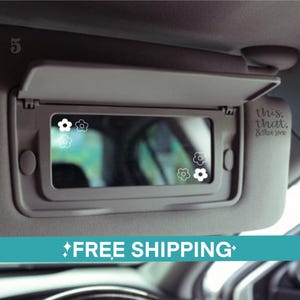 Cute Dainty Six Flowers Visor Mirror Vinyl Decal Sticker (Style 3)