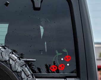 Cherry Skull Car Decal: Goth Girl Sticker