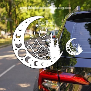 Moon with mountains and moon phase, Astrology, Zodiac Bumper Sticker