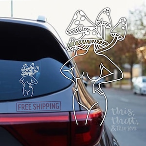 Mushroom Lady Vinyl Decal: Waterproof Car or Laptop Sticker