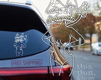 Mushroom Lady Vinyl Decal: Waterproof Car or Laptop Sticker