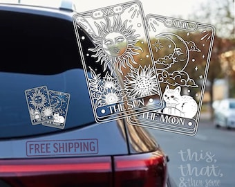 Sun and Moon Tarot Vinyl Decal: Astrology Zodiac Bumper Sticker