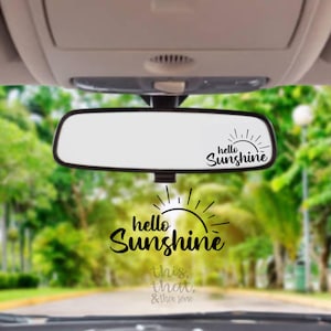 Hello Sunshine Rearview Mirror Vinyl Decal Sticker