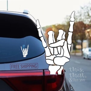 Rock On skeleton hand Vinyl Decal Sticker