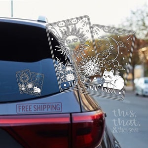 Sun and Moon Tarot Vinyl Decal Sticker, Astrology, Moon, Zodiac Bumper Sticker