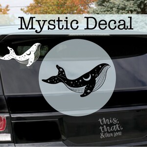 Mystic Whale, Vinyl Decal Sticker, Astrology, Moon, Zodiac