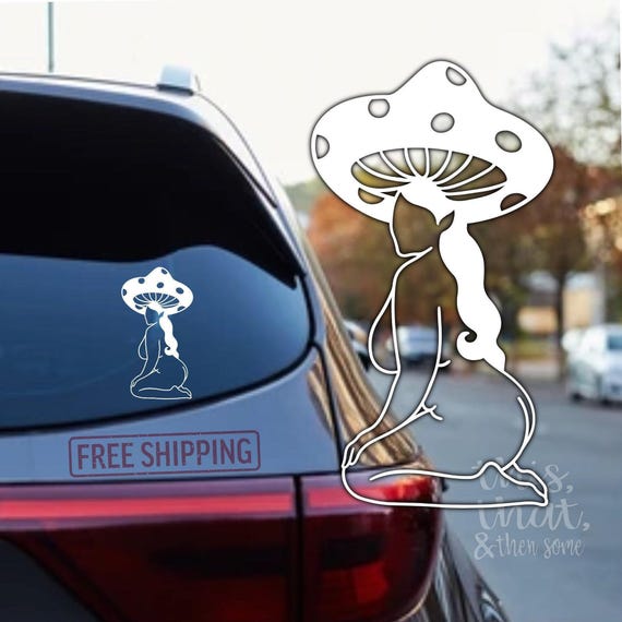 Mushroom Lady Vinyl Decal Sticker, Cute, Water Bottle, Car Decal, Girly Gift, Mushroom Sticker